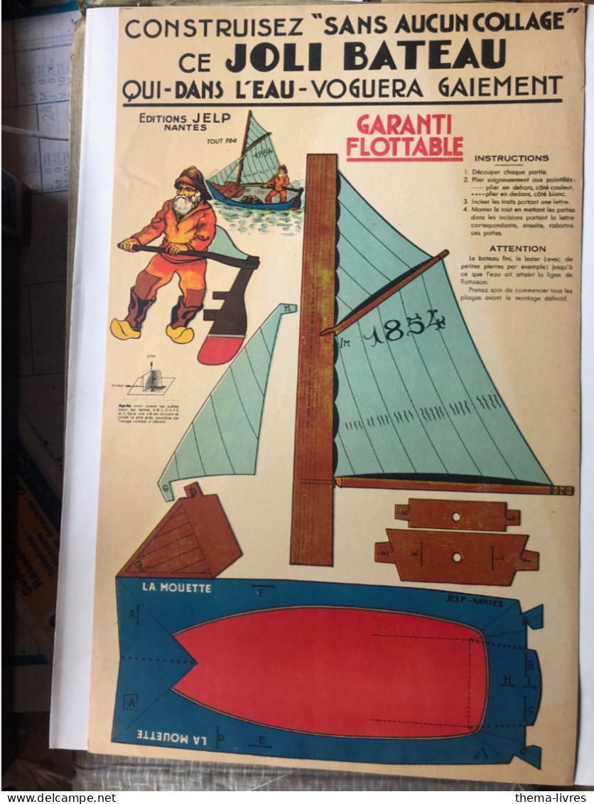 Grande Planche Cartonnée ONSTRUISEZ CE JOLI BATEAU à Découper..(ed JELP, Nantes) (CAT7177) - Other & Unclassified