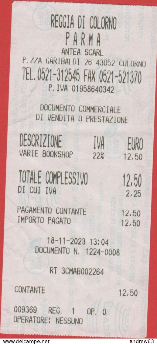ITALIA - PARMA - Reggia Di Colorno - Biglietto D'Ingresso - Usato - Toegangskaarten