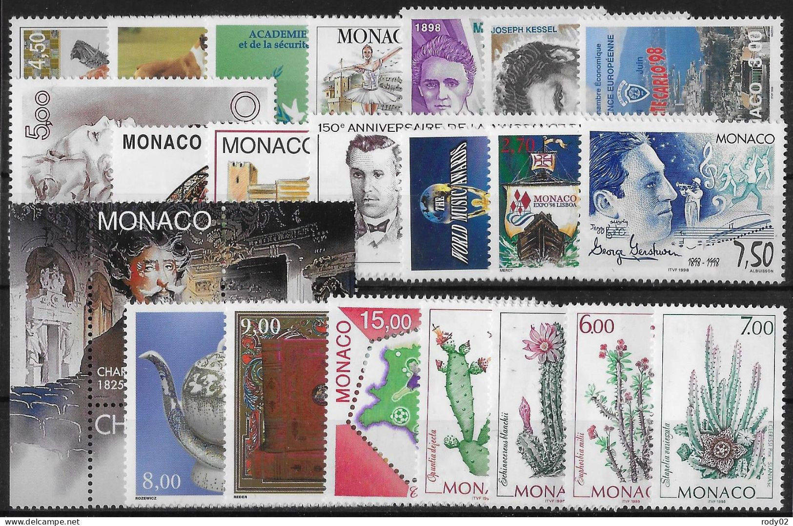 MONACO - ANNEE 1998 - 32 VALEURS - NEUF** MNH - 2 SCANS - Nuovi