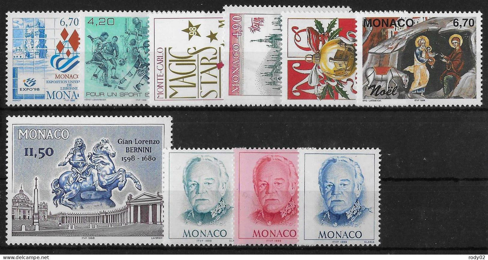 MONACO - ANNEE 1998 - 32 VALEURS - NEUF** MNH - 2 SCANS - Unused Stamps