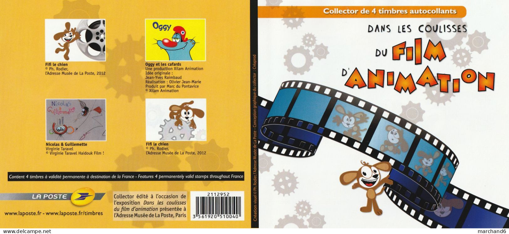 Feuillet Collector Film D Animation France 2012 IDT L P 20gr 4 Timbres Autoadhésifs N°130 - Collectors