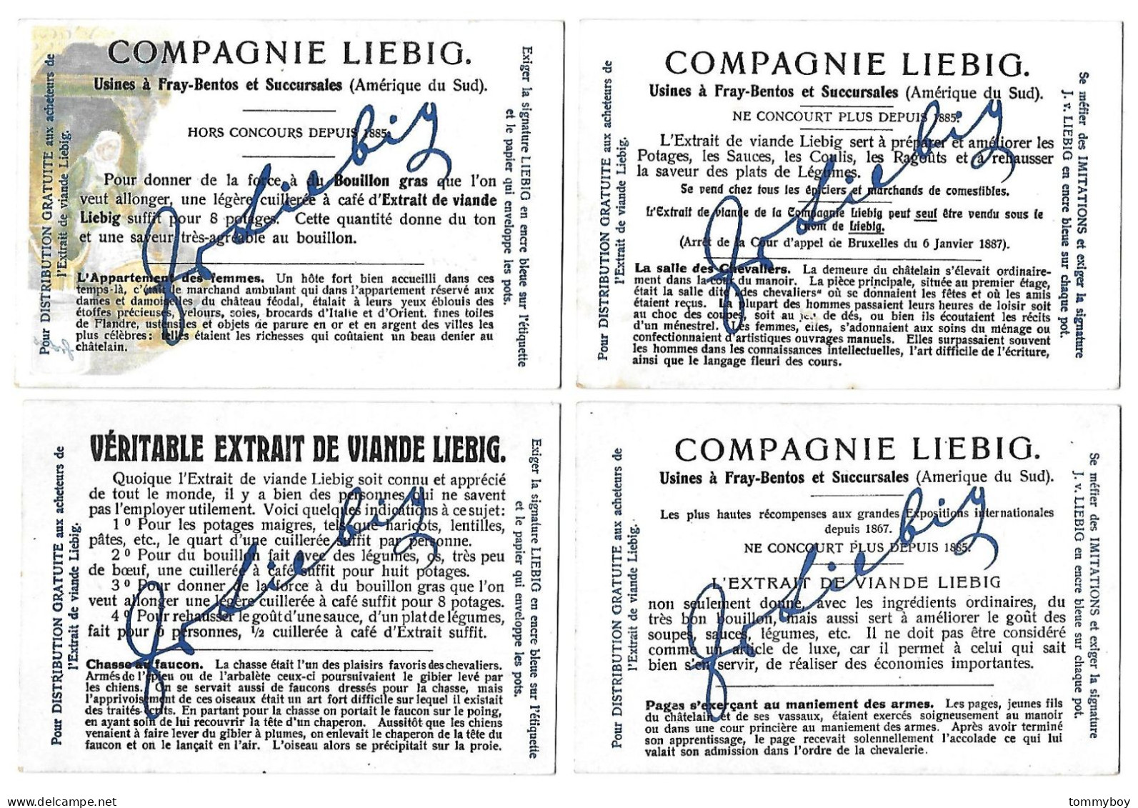 S 809, Liebig 6 Cards, La Vie Au Manoir (ref B20) (one Backside Has Some Damage) - Liebig