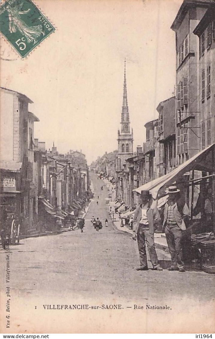 VILLEFRANCHE SUR SAONE RUE NATIONALE 1908 - Villefranche-sur-Saone