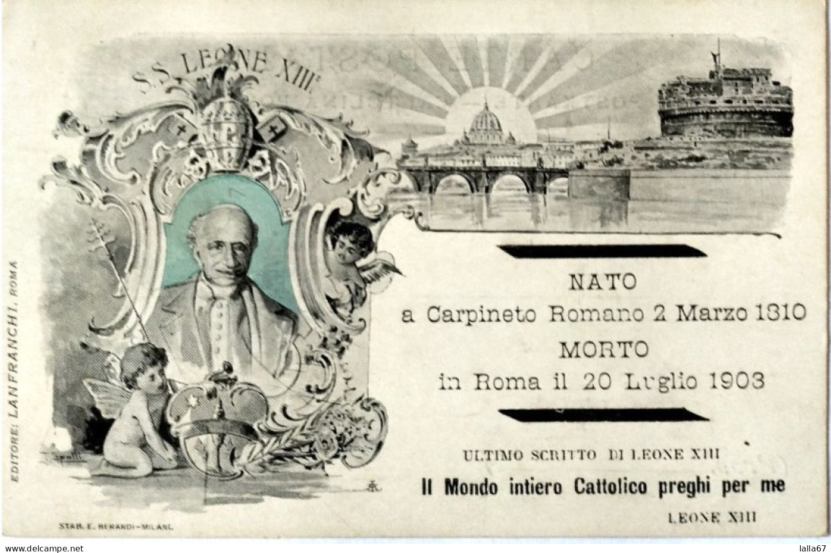 CARTOLINA FORMATO PICCOLO PAPA LEONE XIII N. 8038 - Papes