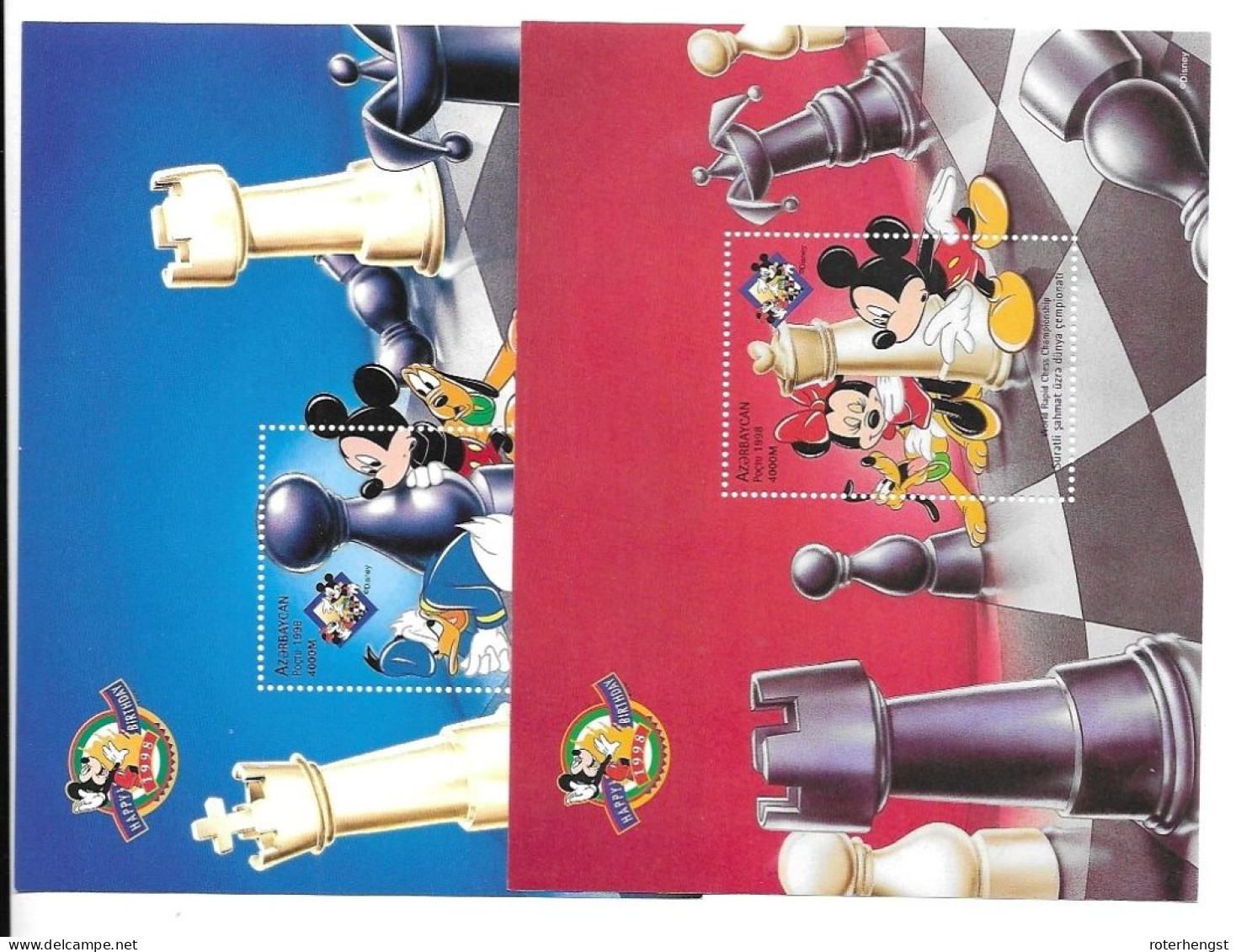 Azerbaijan Mnh ** Chess Mickey Mouse Walt Disney Sheets 1998  60 Euros - Azerbaïjan