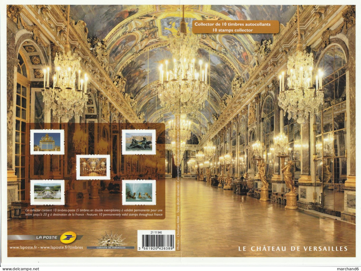 Feuillet Collector Le Chateau De Versailles France 2012 IDT L P 20gr 10 Timbres Autoadhésifs N°132 - Collectors