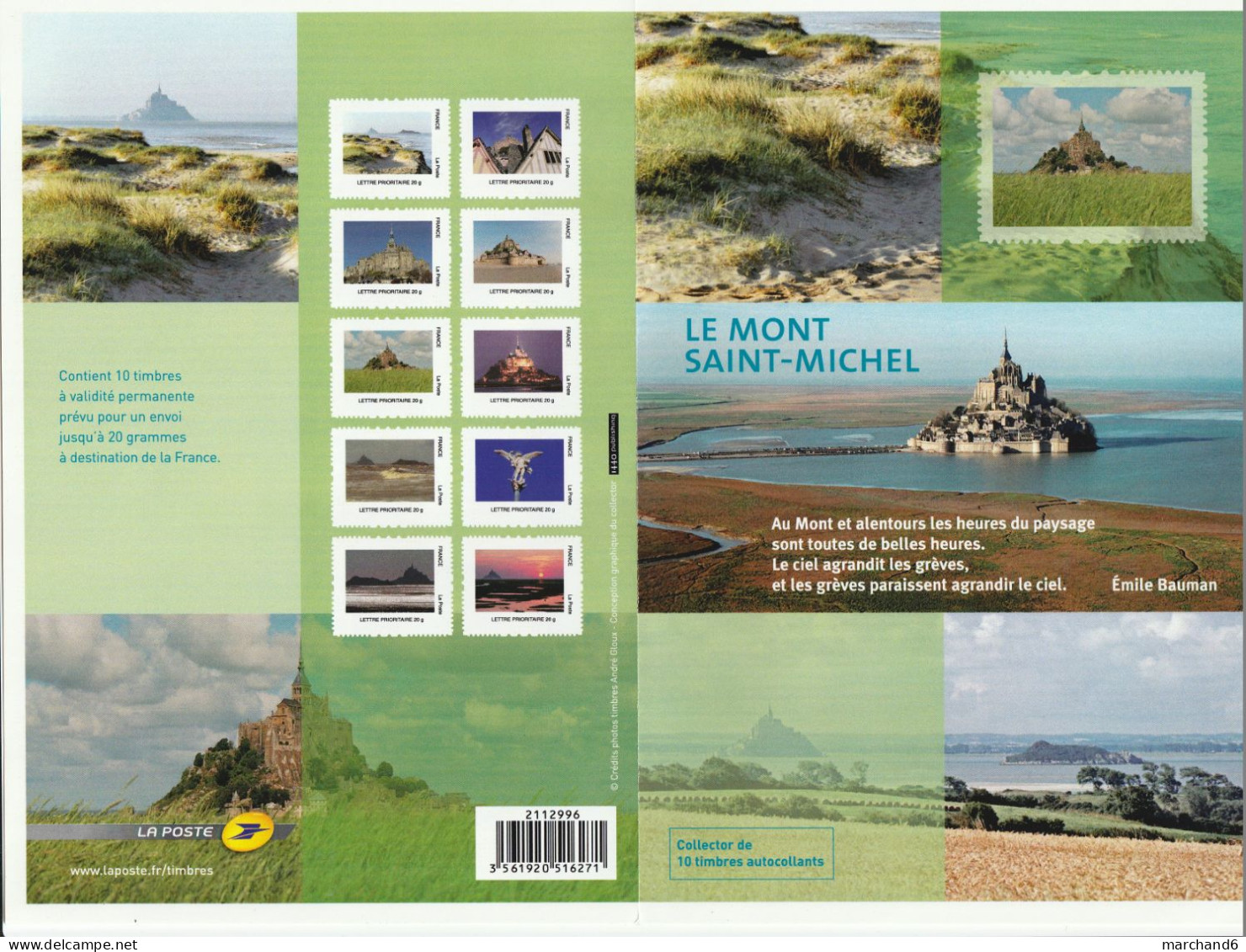 Feuillet Collector Le Mont Saint Michel France 2012 IDT L P 20gr 10 Timbres Autoadhésifs N°133 - Collectors