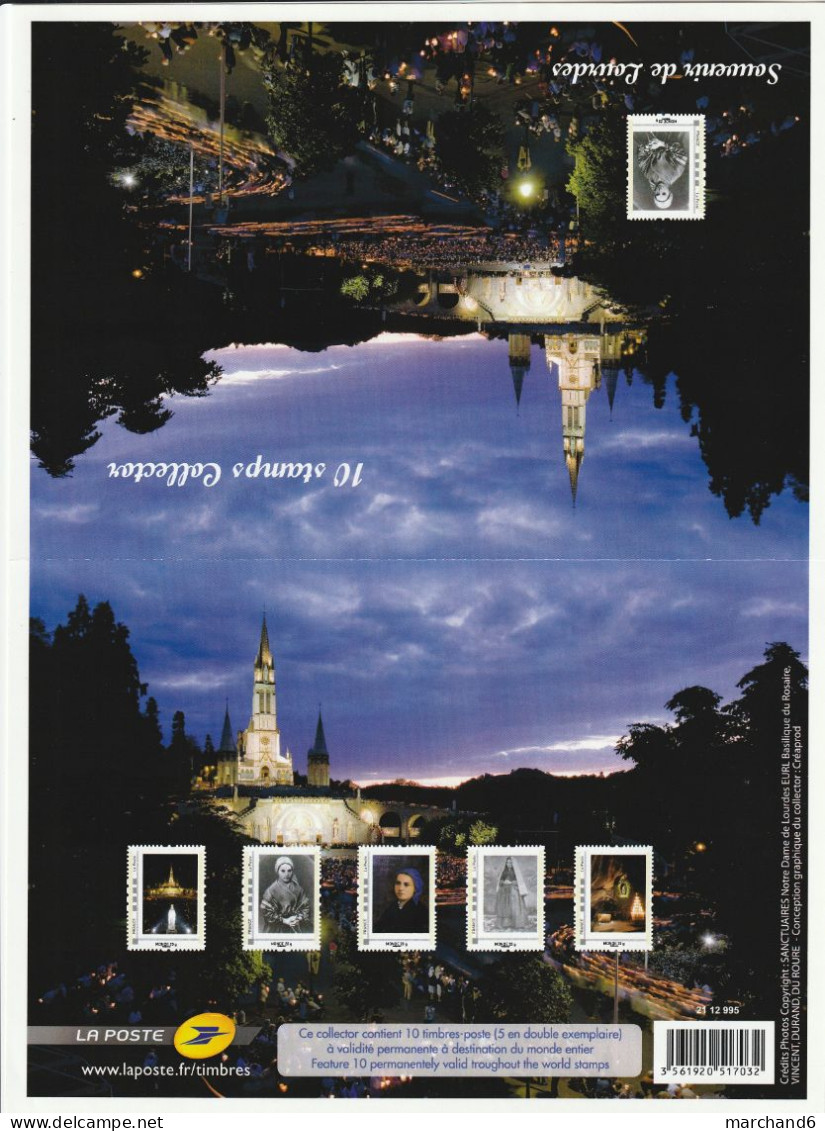 Feuillet Collector Souvenir De Lourdes France 2012 IDT L P 20gr 10 Timbres Autoadhésifs N°134 - Collectors