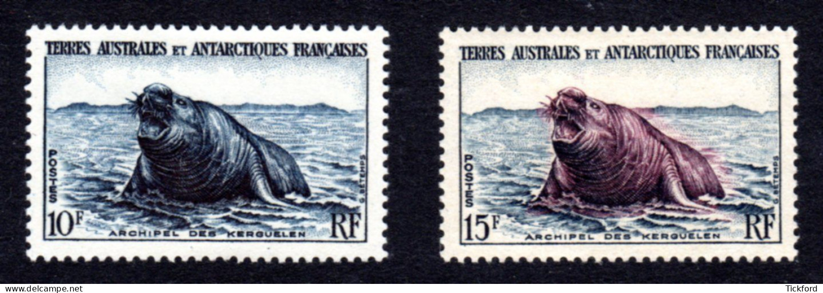 T.A.A.F. 1956 - Yvert N° 6/7 - 2 Valeurs Neufs ** / MNH - Faune, éléphant De Mer, Kerguelen - Unused Stamps