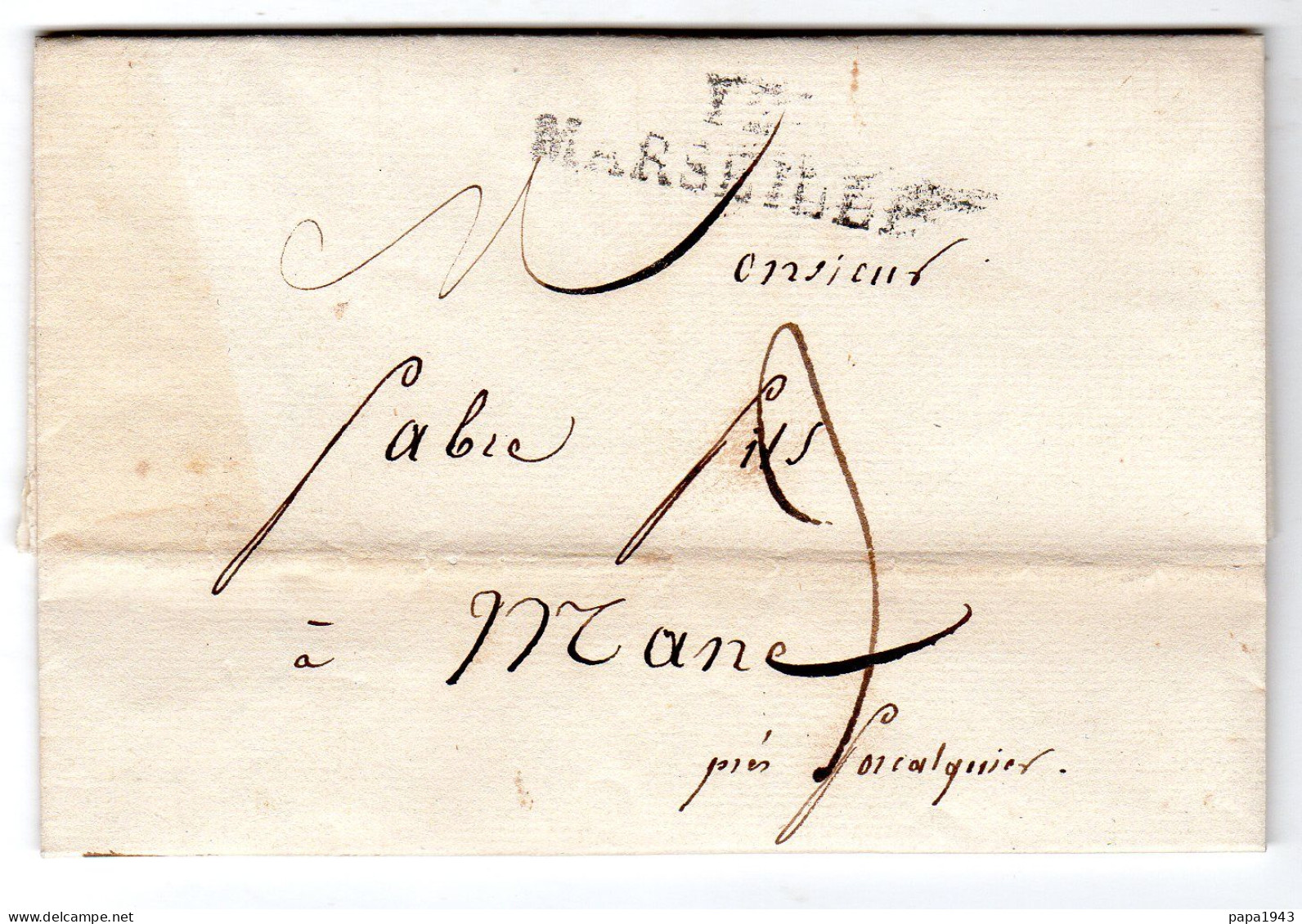 1818  Linéaire 12 MARSEILLE Envoyée à MANE 04 - Other & Unclassified