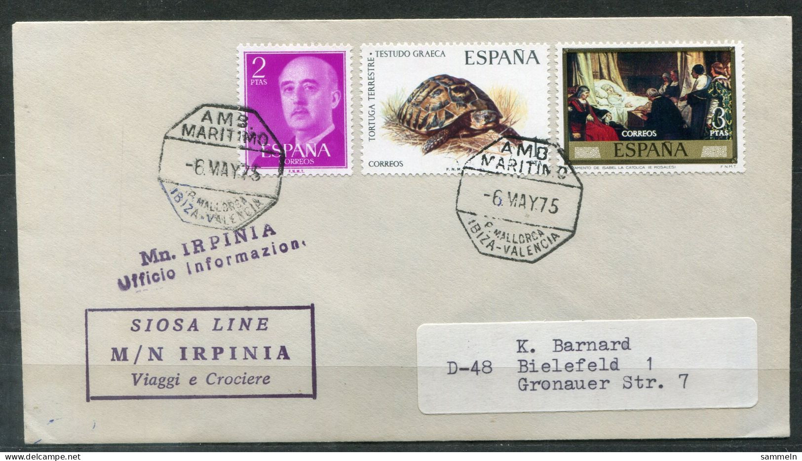 SPANIEN - Schiffspost, Navire, Paquebot, Ship Letter, Stempel AMB MARITIMO P.MALLORCA - IBIZA - VALENICA + Cachets - Storia Postale