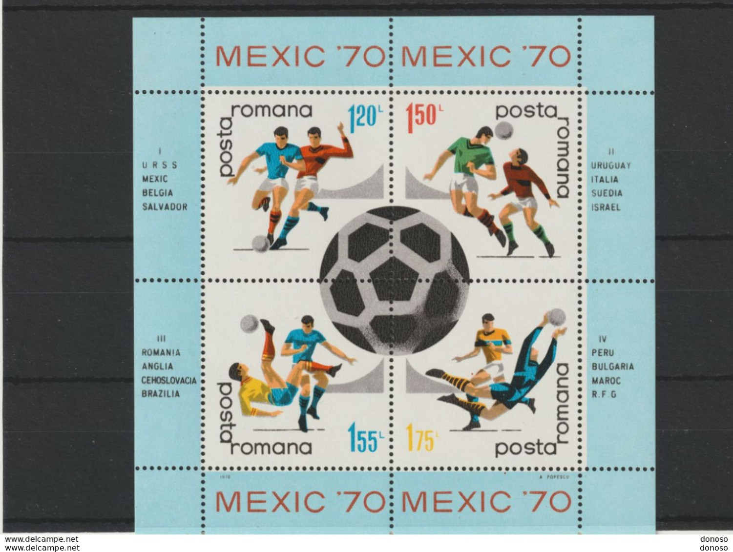 ROUMANIE 1970 Coupe Du Monde De Football, Mexico Yvert BF 76, Michel Block 75 NEUF** MNH Cote 6,50 Euros - Blocks & Kleinbögen