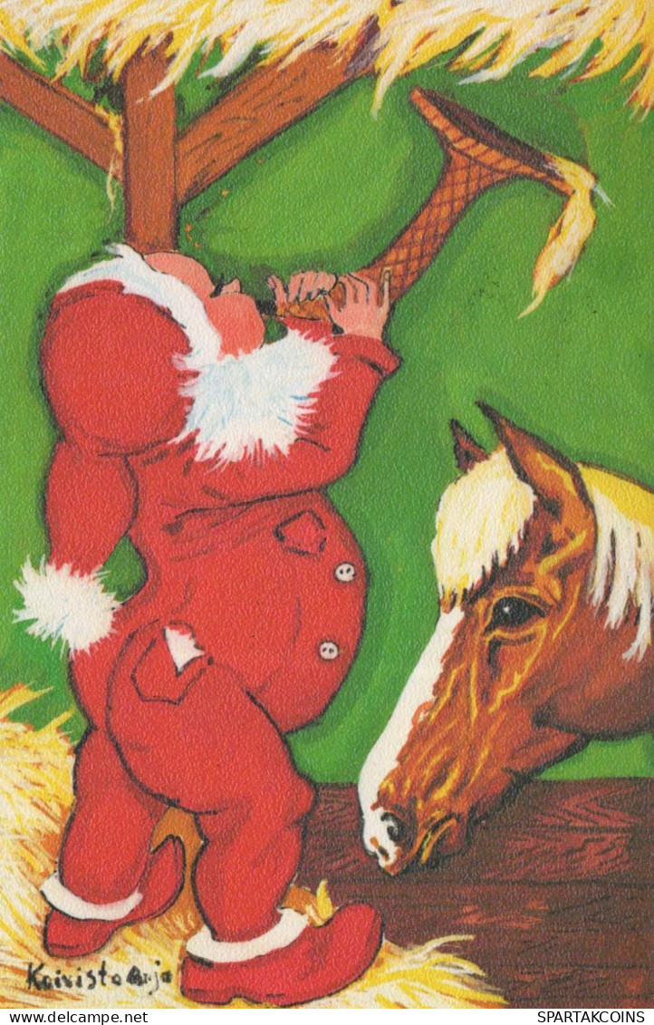 PAPÁ NOEL Feliz Año Navidad GNOMO Vintage Tarjeta Postal CPSMPF #PKD881.A - Santa Claus