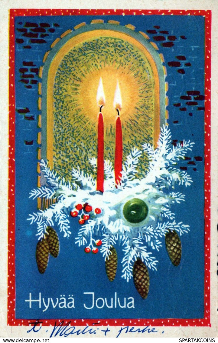 Buon Anno Natale CANDELA Vintage Cartolina CPSMPF #PKD072.A - Nouvel An