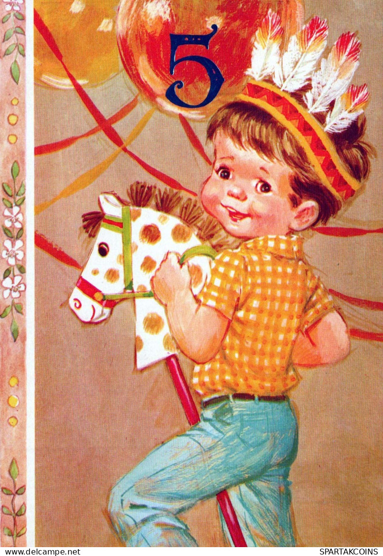 HAPPY BIRTHDAY 5 Year Old BOY CHILDREN Vintage Postal CPSM #PBT921.A - Birthday