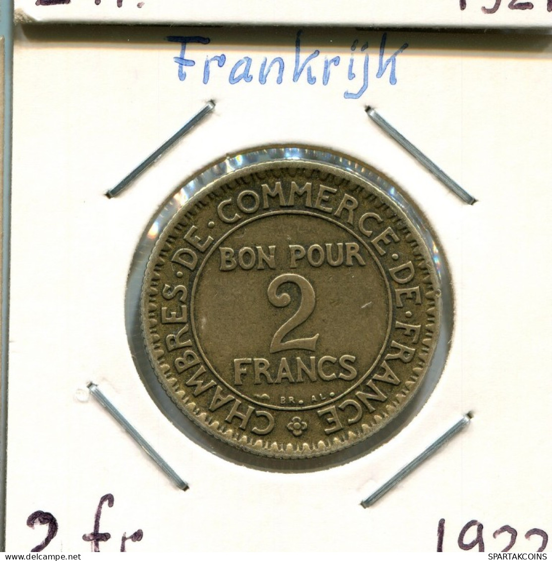 2 FRANCS 1922 FRANKREICH FRANCE Französisch Münze #AM328.D.A - 2 Francs