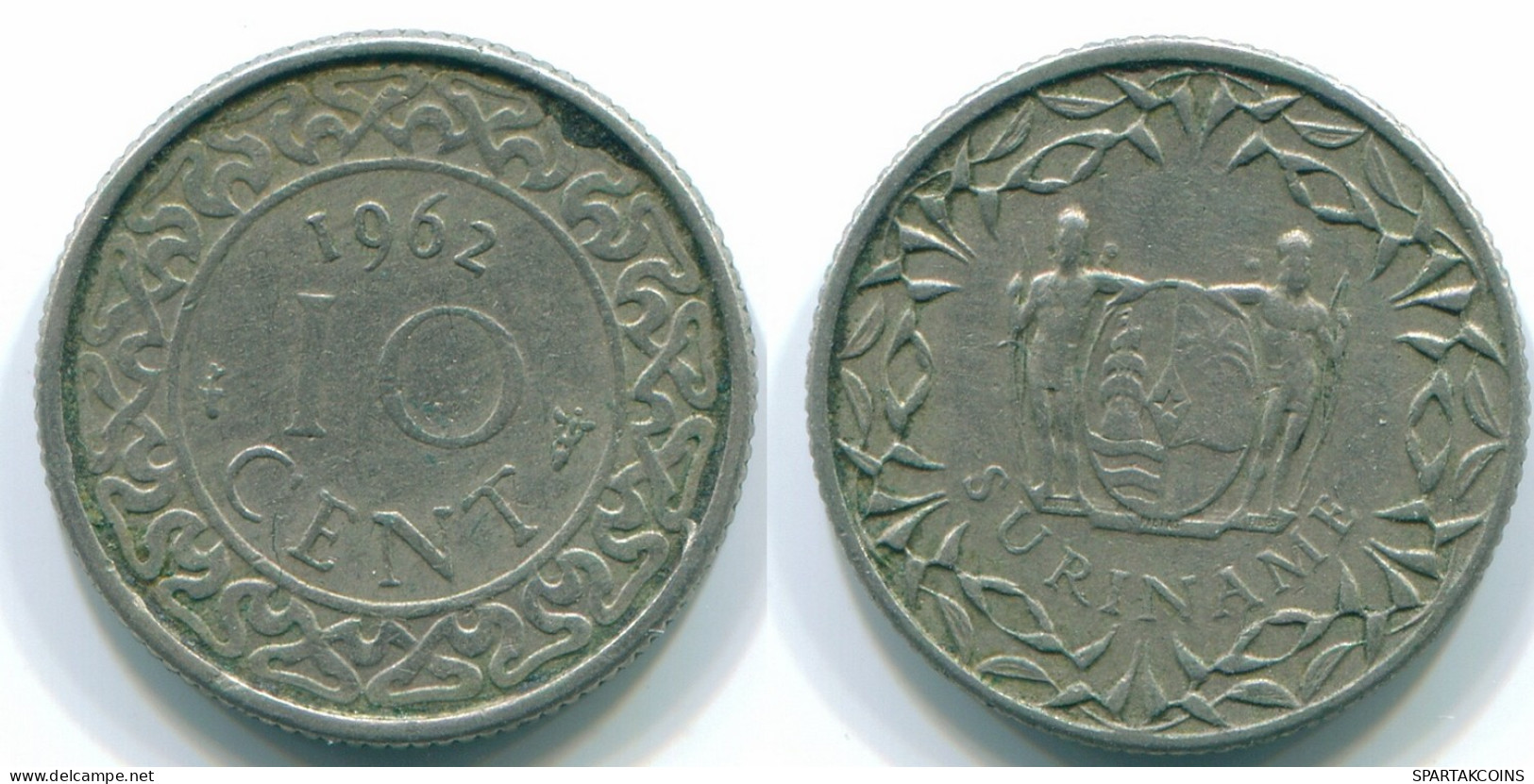 10 CENTS 1962 SURINAME NEERLANDÉS NETHERLANDS Nickel Colonial Moneda #S13210.E.A - Surinam 1975 - ...