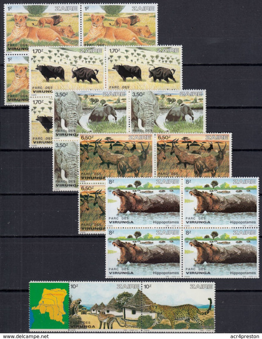 D0155 ZAIRE 1982, SG 1120-6  Virunga National Park,  MNH - Unused Stamps