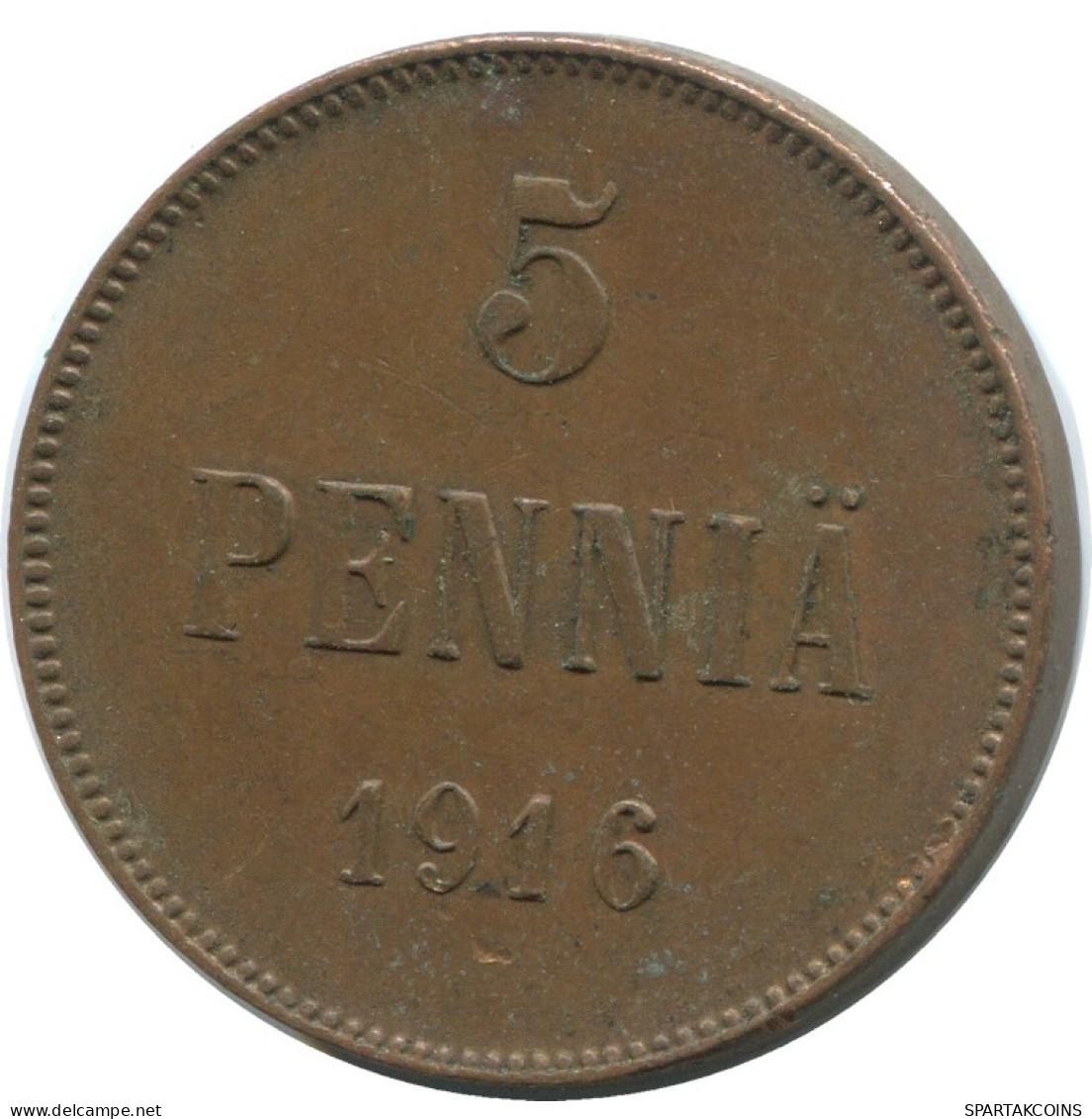 5 PENNIA 1916 FINLAND Coin RUSSIA EMPIRE #AB174.5.U.A - Finnland