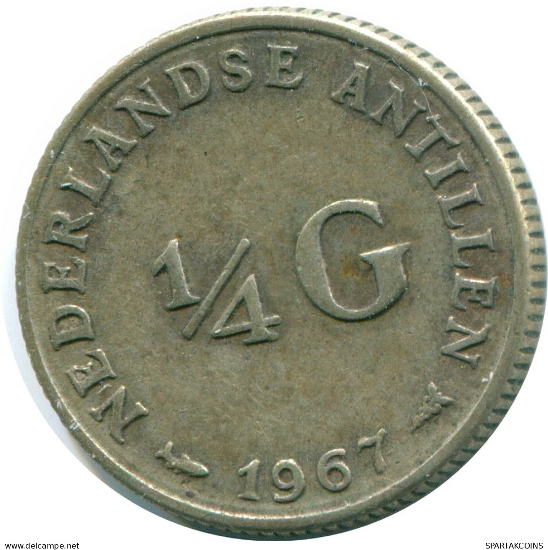 1/4 GULDEN 1967 ANTILLES NÉERLANDAISES ARGENT Colonial Pièce #NL11584.4.F.A - Antilles Néerlandaises