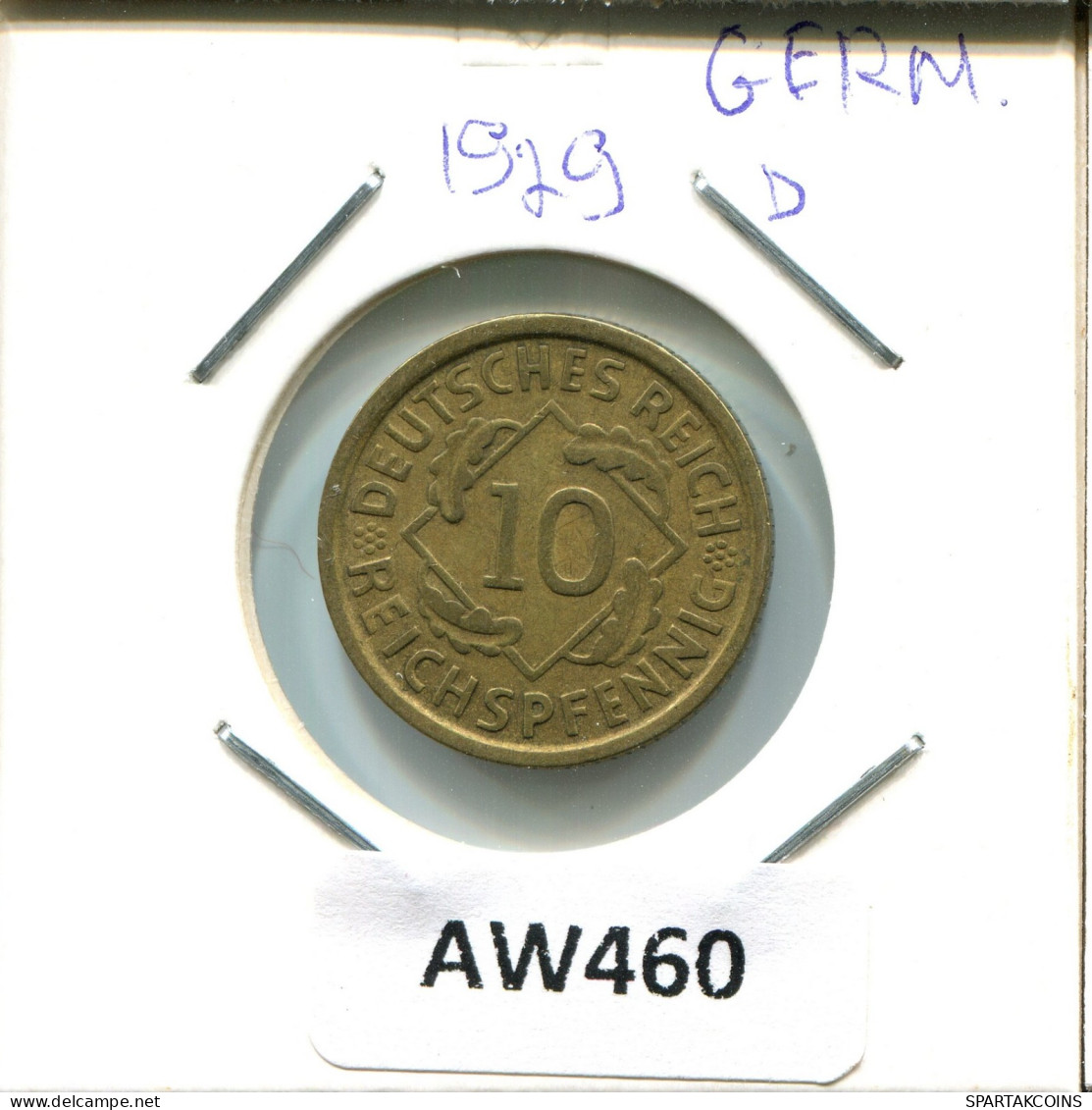 10 REISCHPFENNIG 1929 D ALLEMAGNE Pièce GERMANY #AW460.F.A - 10 Renten- & 10 Reichspfennig