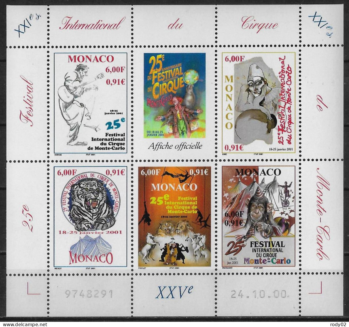 MONACO - ANNEE 2000 - 63 VALEURS - NEUF** MNH - 5 SCANS - Ongebruikt