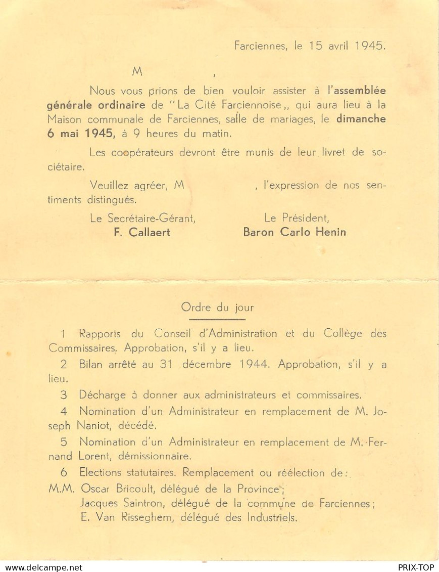 TP 430 - 527  S/L.CP S.C. LA CITE FARCIENNOISE Expédiée En Recommandée Imprimé Obl. Lambusart 16/4/45 > Farciennes - Briefe U. Dokumente