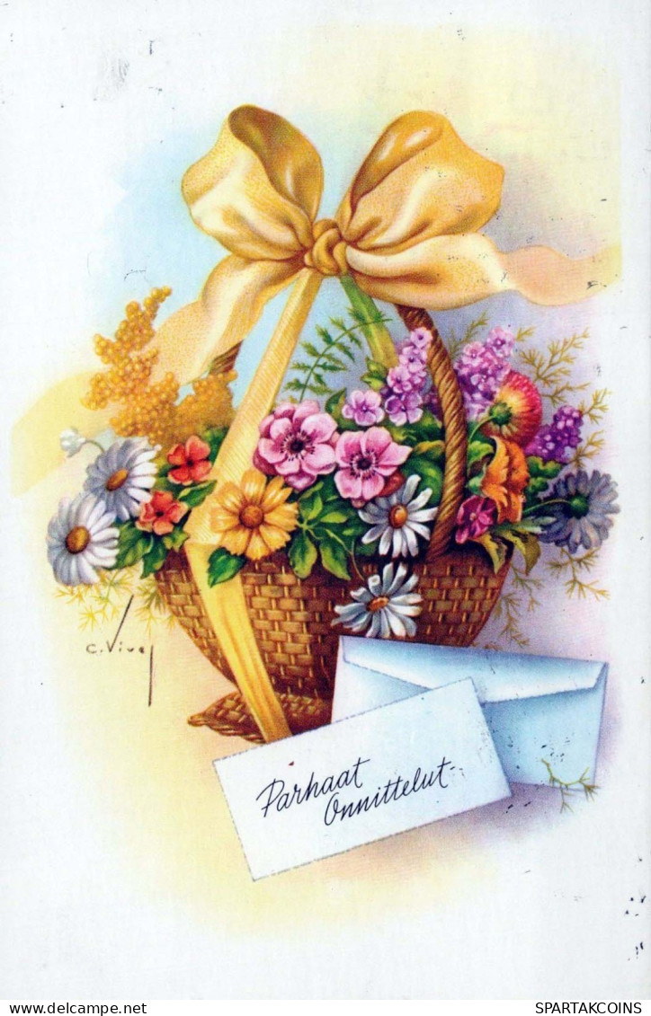 FLOWERS Vintage Postcard CPSMPF #PKG064.A - Flowers