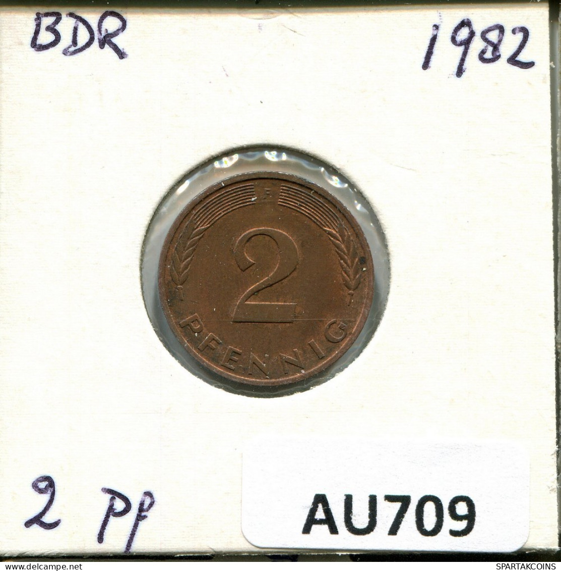 2 PFENNIG 1982 F BRD DEUTSCHLAND Münze GERMANY #AU709.D.A - 2 Pfennig