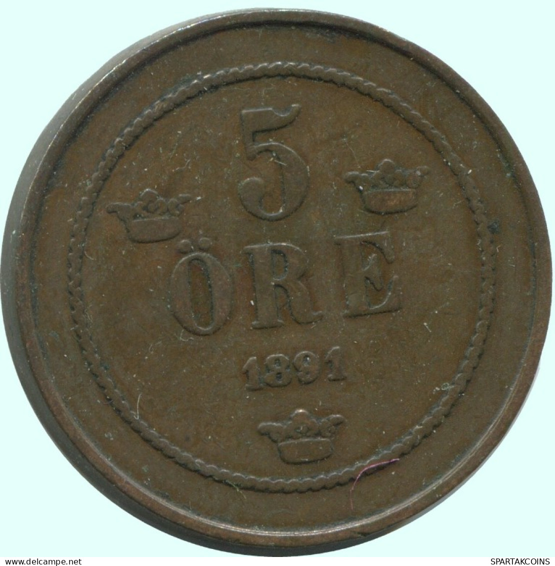 5 ORE 1891 SUÈDE SWEDEN Pièce #AC644.2.F.A - Suède