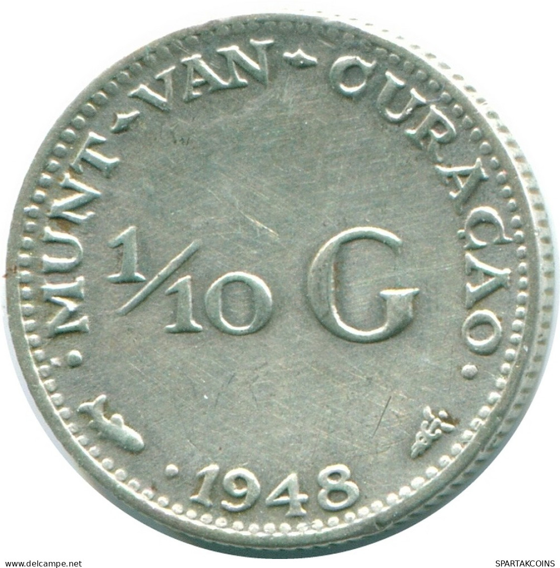 1/10 GULDEN 1948 CURACAO NIEDERLANDE SILBER Koloniale Münze #NL11881.3.D.A - Curacao
