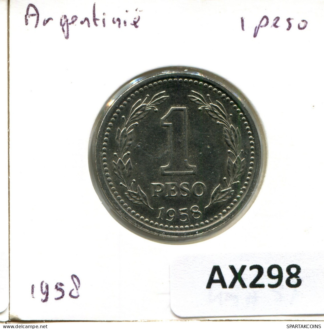 1 PESO 1958 ARGENTINA Coin #AX298.U.A - Argentina