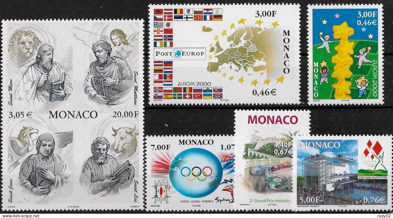 MONACO - ANNEE 2000 - 6 VALEURS ENTRE N° 2239 ET 2252 - NEUF** MNH - Unused Stamps