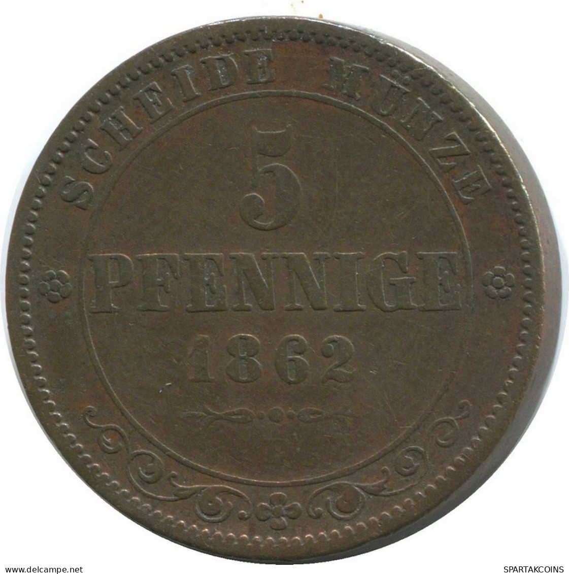 SAXONY 5 PFENNIG 1862 German States #DE10560.13.D.A - Sonstige & Ohne Zuordnung