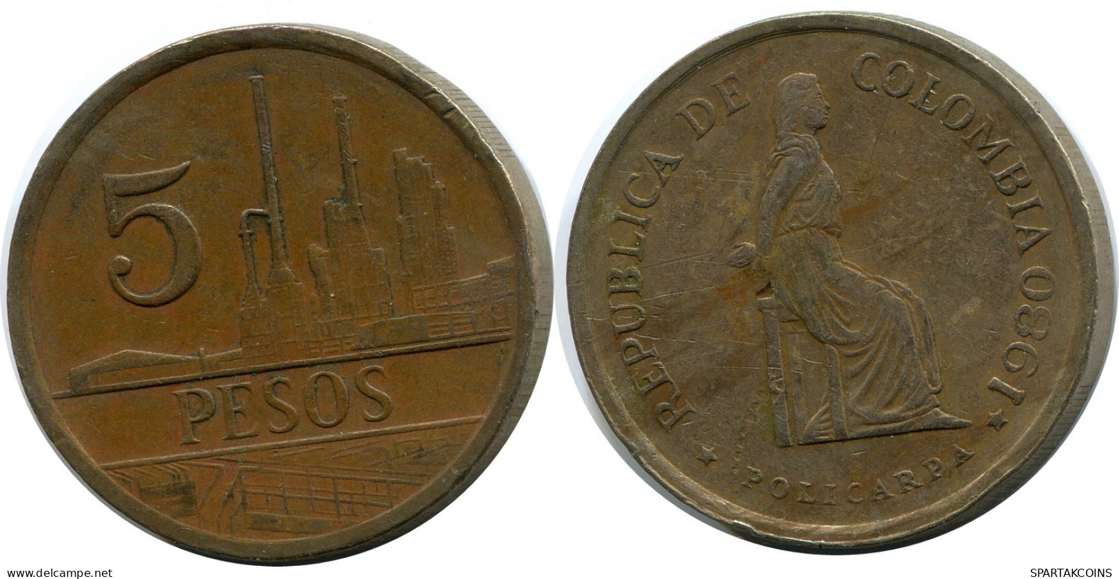 5 PESOS 1980 COLOMBIA Moneda #AR895.E.A - Colombie