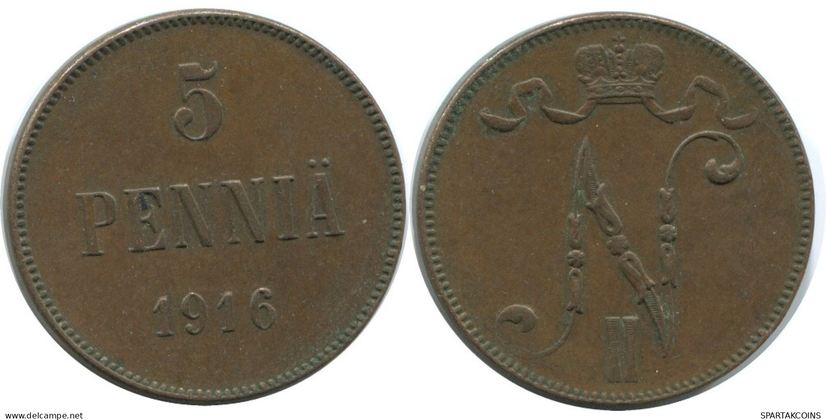 5 PENNIA 1916 FINLANDIA FINLAND Moneda RUSIA RUSSIA EMPIRE #AB246.5.E.A - Finlandia