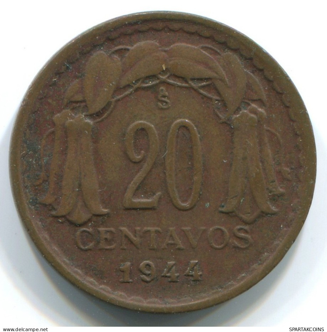 20 Centavos CHILE 1944 CHILE Münze #WW1147.D.A - Chile