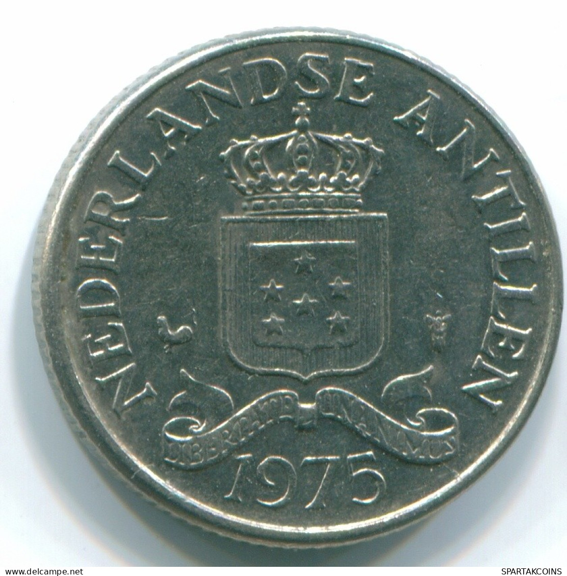 25 CENTS 1975 NETHERLANDS ANTILLES Nickel Colonial Coin #S11638.U.A - Antilles Néerlandaises