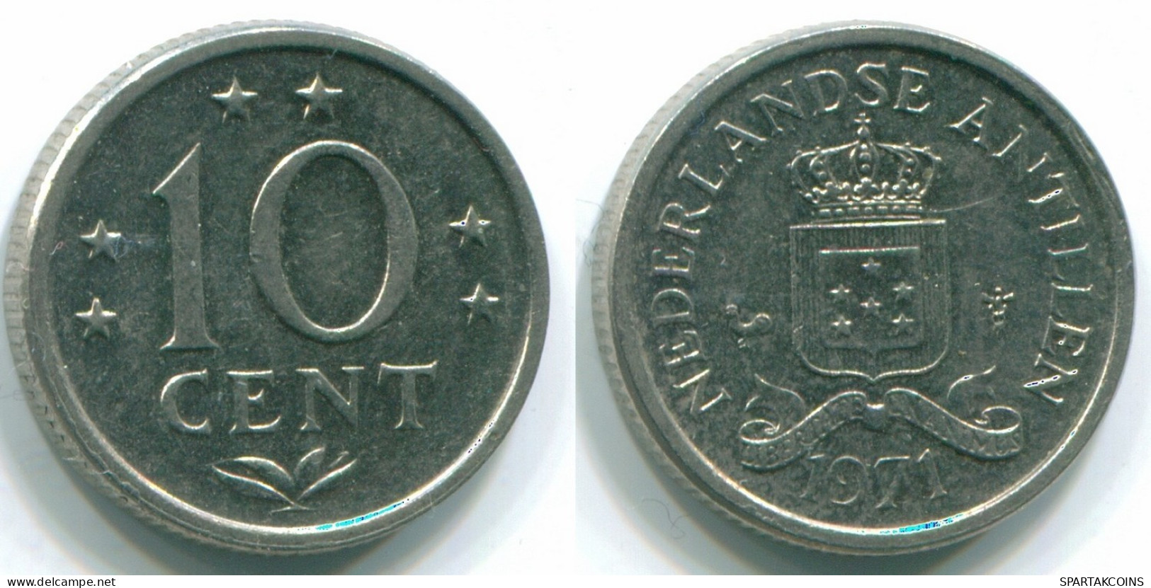 10 CENTS 1971 ANTILLAS NEERLANDESAS Nickel Colonial Moneda #S13450.E.A - Antilles Néerlandaises
