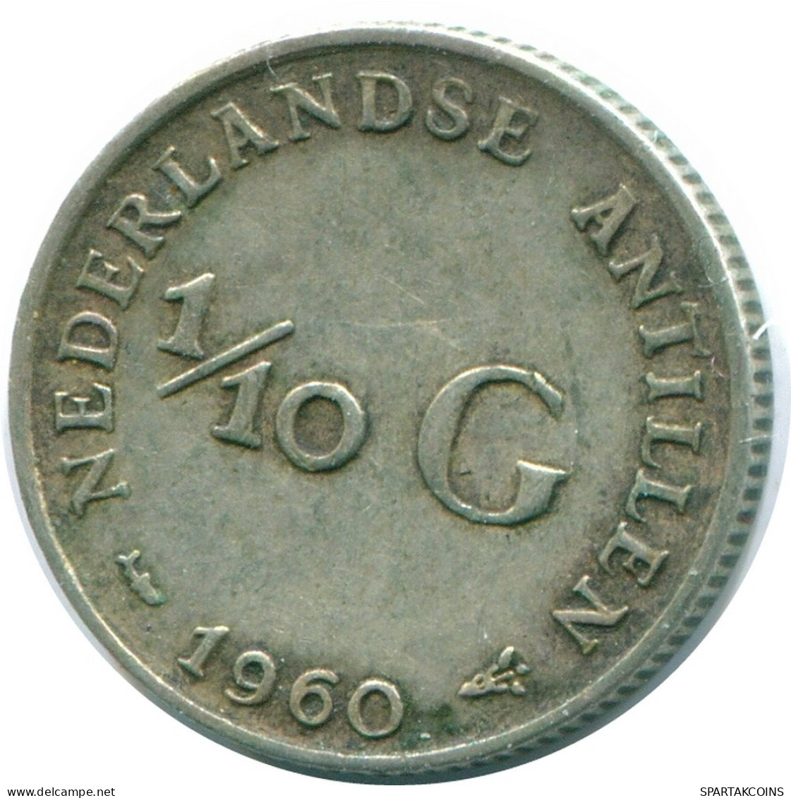 1/10 GULDEN 1960 NETHERLANDS ANTILLES SILVER Colonial Coin #NL12342.3.U.A - Netherlands Antilles