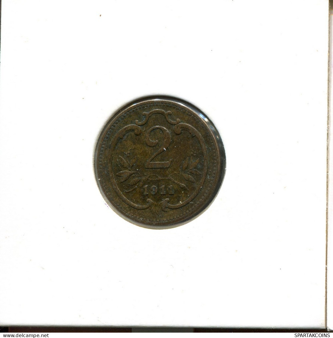 2 HELLER 1911 AUSTRIA Moneda #AT461.E.A - Austria