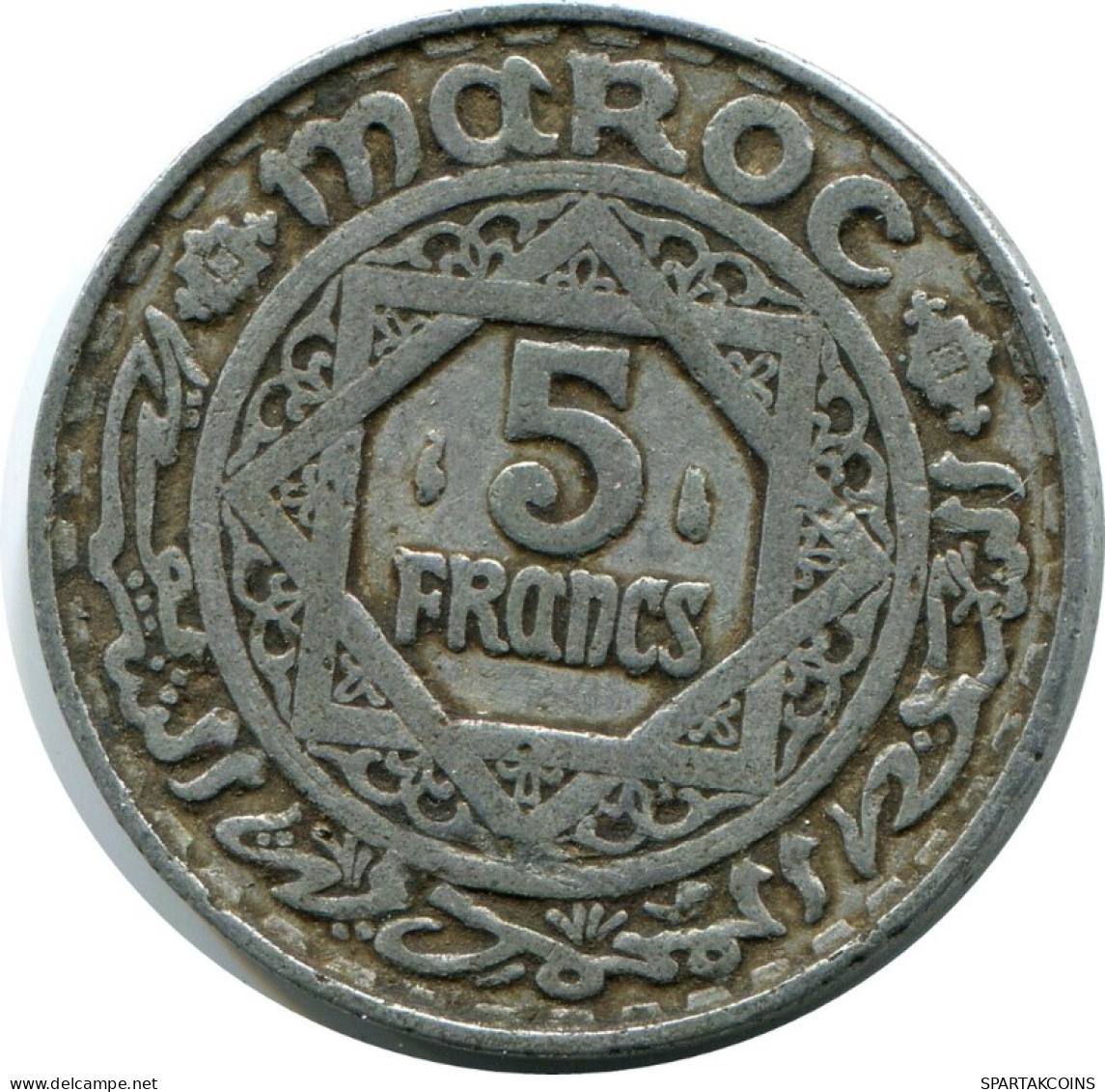 5 FRANCS 1951 MOROCCO Islamic Coin #AH652.3.U.A - Marokko