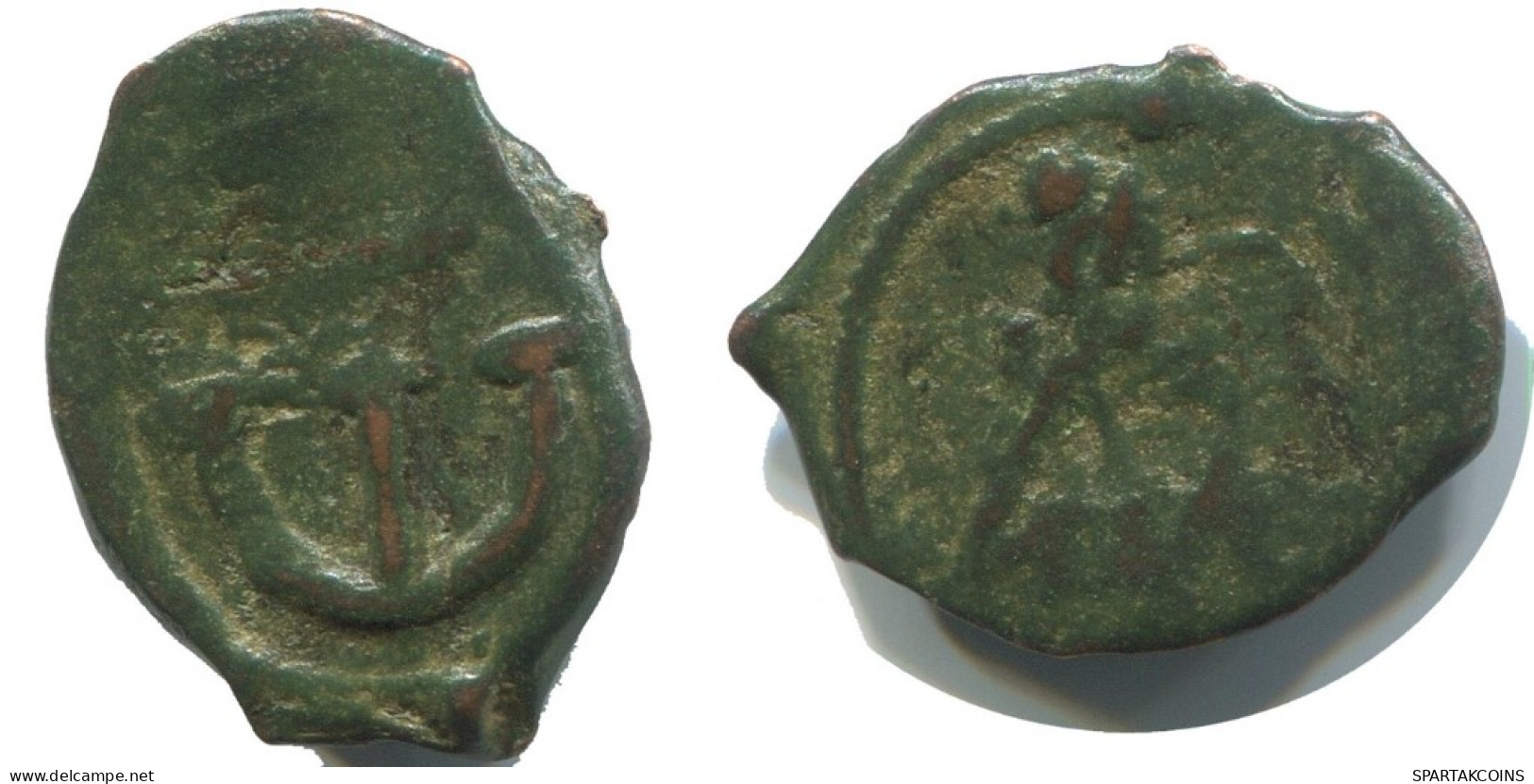 FLAVIUS JUSTINUS II FOLLIS Authentique Antique BYZANTIN Pièce 1.5g/18m #AB411.9.F.A - Byzantinische Münzen