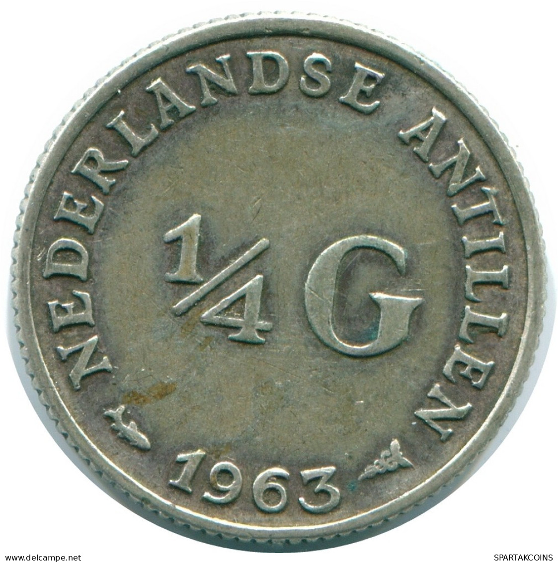 1/4 GULDEN 1963 NETHERLANDS ANTILLES SILVER Colonial Coin #NL11237.4.U.A - Netherlands Antilles