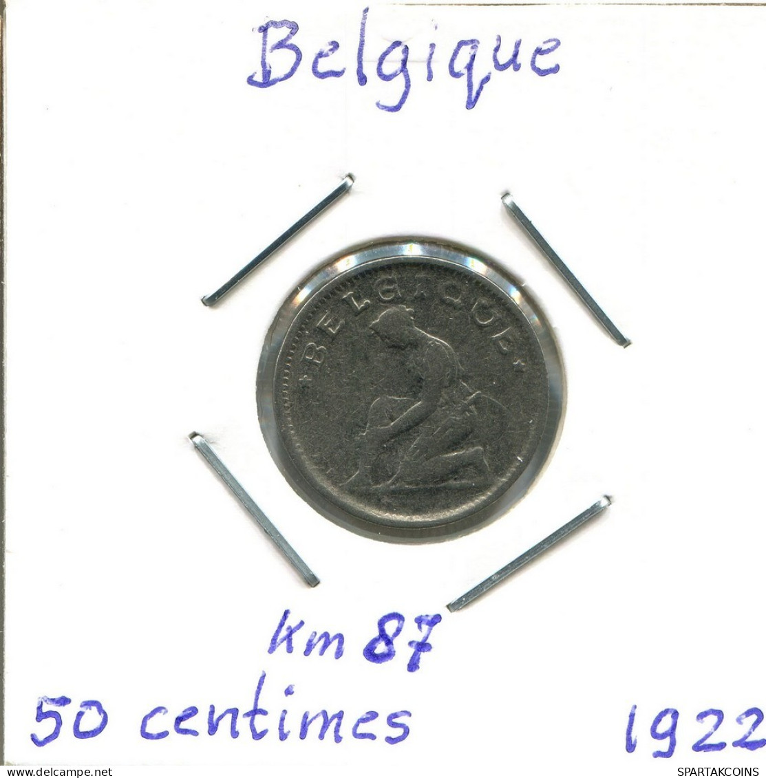 50 CENTIMES 1922 DUTCH Text BELGIQUE BELGIUM Pièce #BA345.F.A - 50 Cents