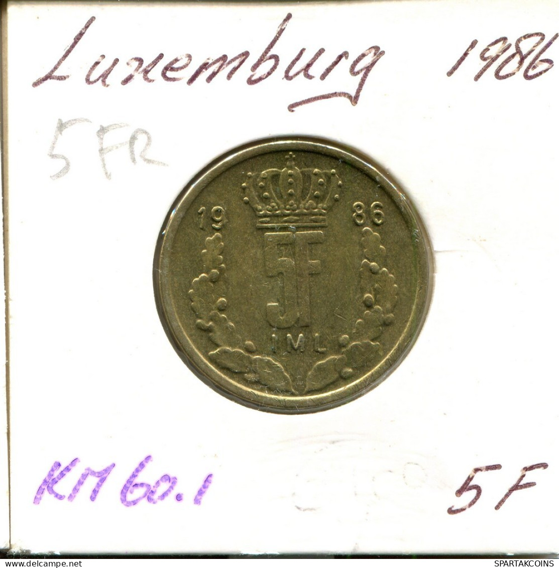 5 FRANCS 1986 LUXEMBURG LUXEMBOURG Münze #AT233.D.A - Luxembourg