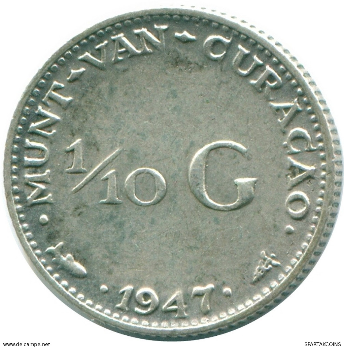 1/10 GULDEN 1947 CURACAO Netherlands SILVER Colonial Coin #NL11837.3.U.A - Curacao