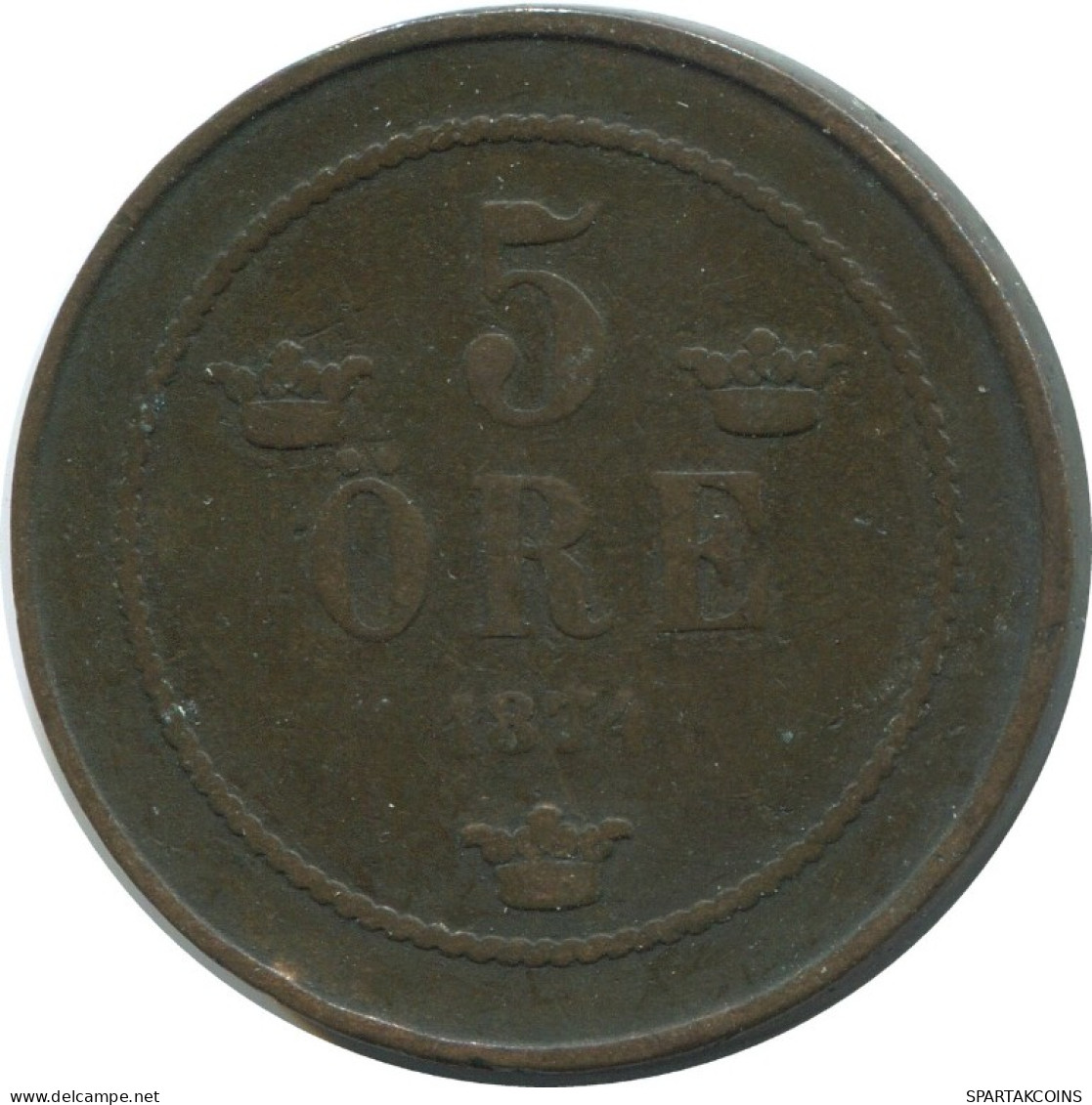 5 ORE 1874 SUECIA SWEDEN Moneda #AC569.2.E.A - Schweden