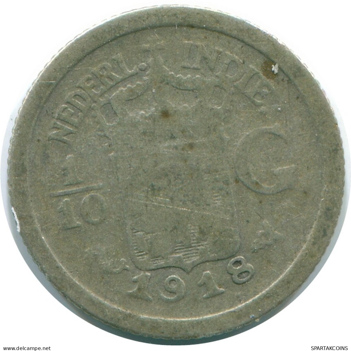 1/10 GULDEN 1918 NIEDERLANDE OSTINDIEN SILBER Koloniale Münze #NL13338.3.D.A - Nederlands-Indië