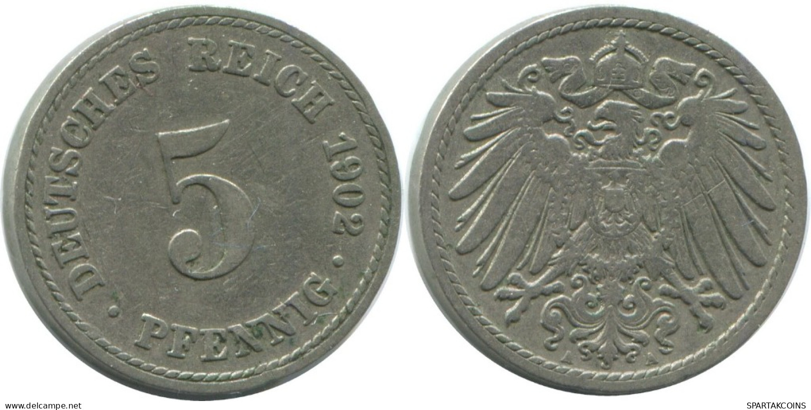 5 PFENNIG 1902 A DEUTSCHLAND Münze GERMANY #AE709.D.A - 5 Pfennig